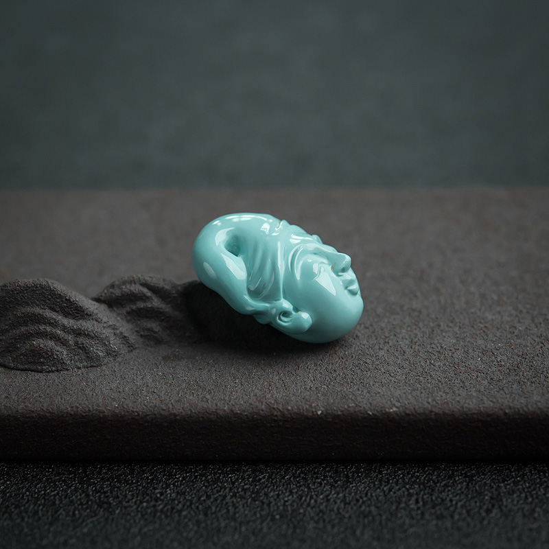 天然绿松石童子吊坠-红掌柜