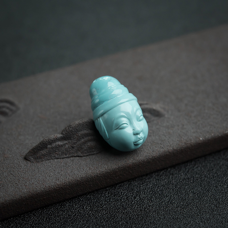 蓝绿绿松石童子吊坠-红掌柜