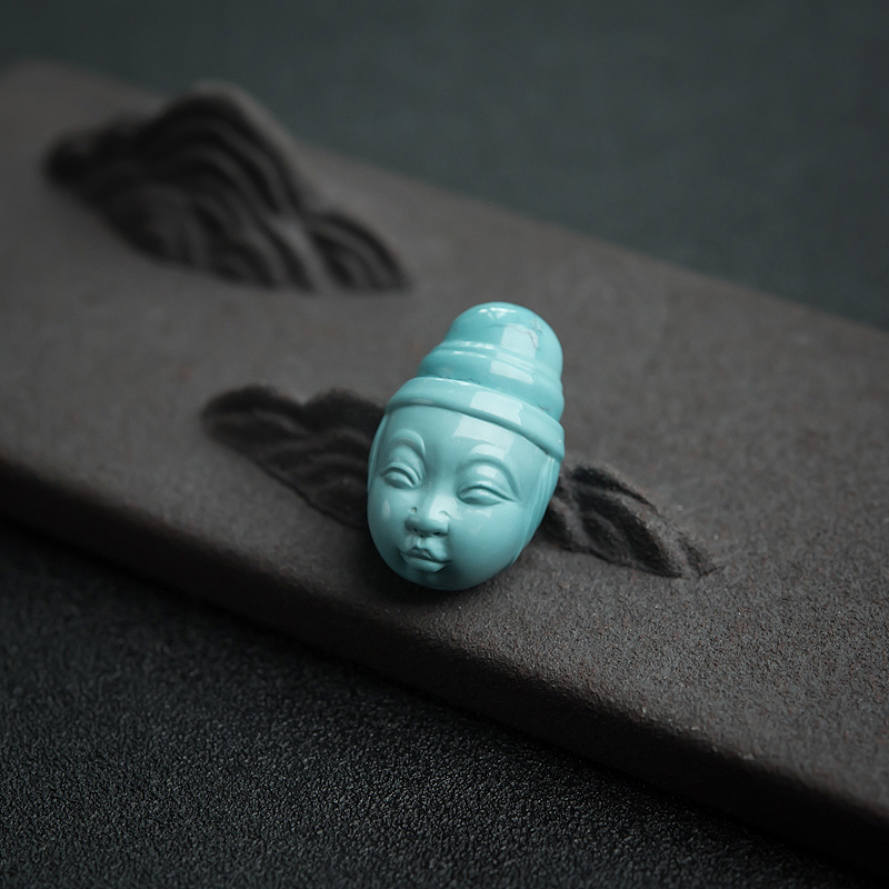 高瓷铁线绿松石童子吊坠-红掌柜