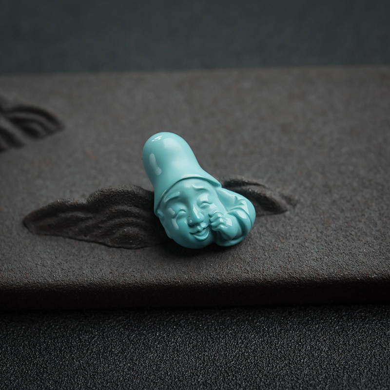 蓝绿绿松石童子吊坠-红掌柜