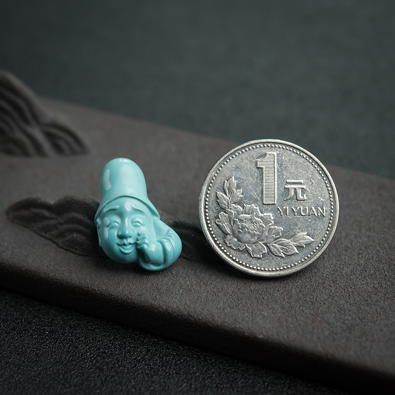 湖北天然绿松石童子吊坠-红掌柜