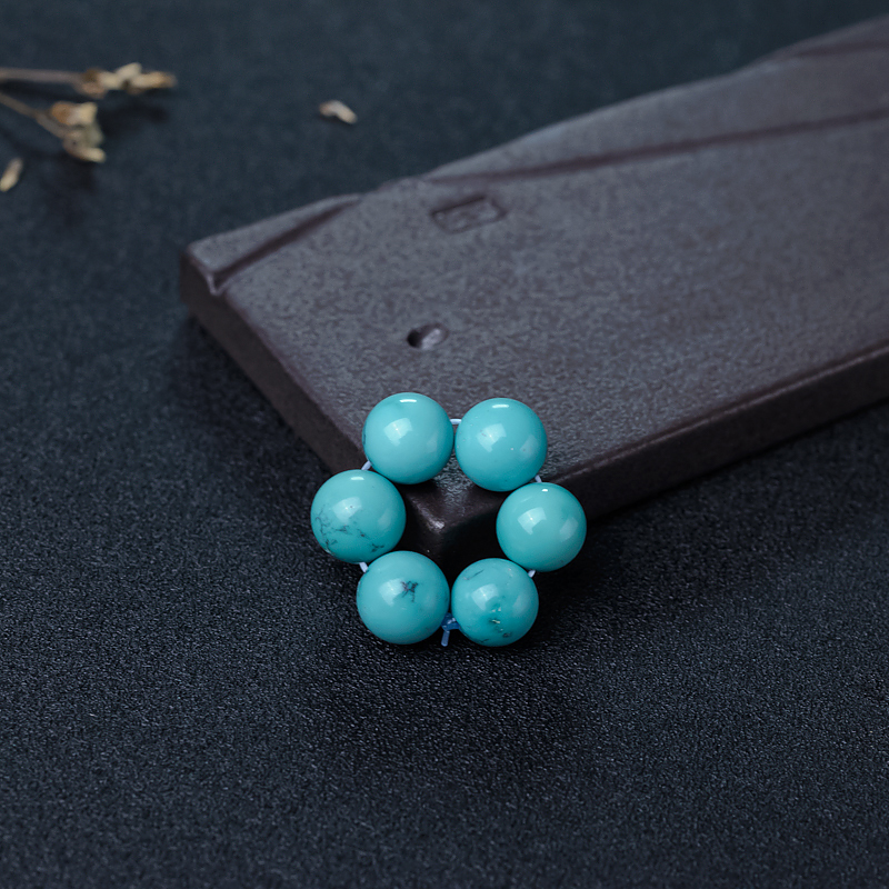 天然高瓷铁线蓝绿松石圆珠套装-红掌柜