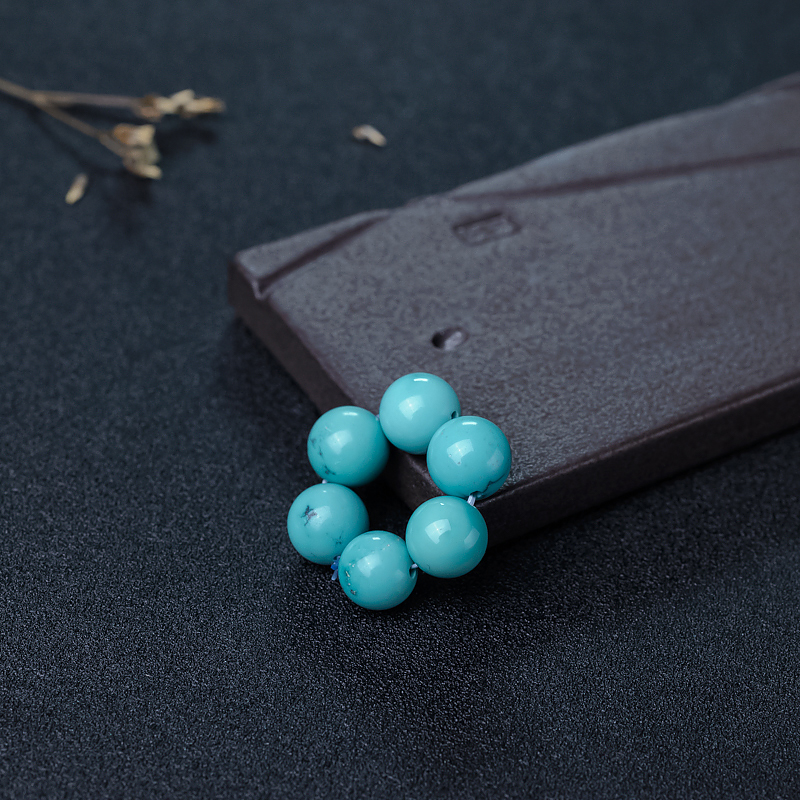 高瓷铁线蓝绿松石圆珠套装-红掌柜