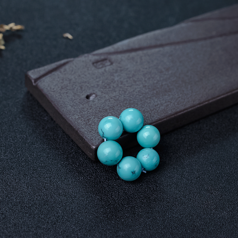 天然铁线蓝绿松石圆珠套装-红掌柜