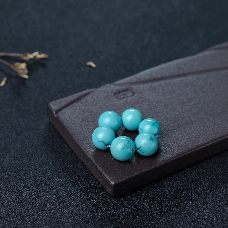 天然高瓷铁线蓝绿松石套装-红掌柜