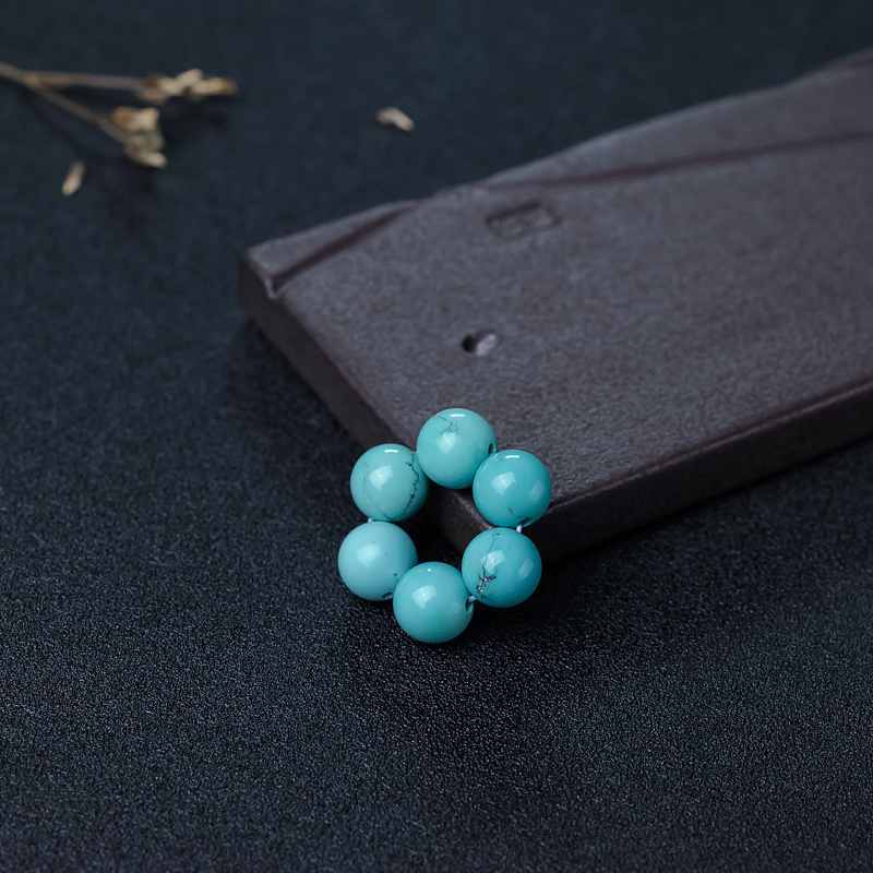 高瓷铁线蓝绿松石圆珠套装-红掌柜