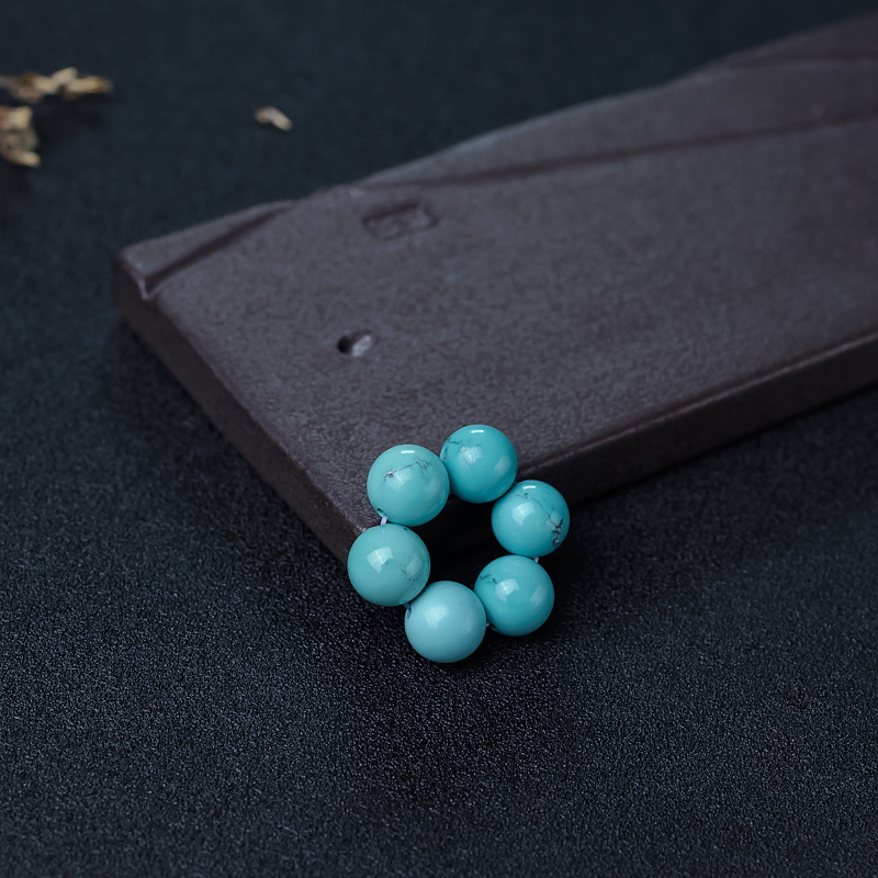 天然铁线蓝绿松石圆珠套装-红掌柜