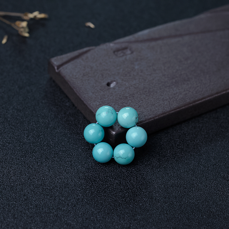 天然高瓷蓝绿松石圆珠套装-红掌柜