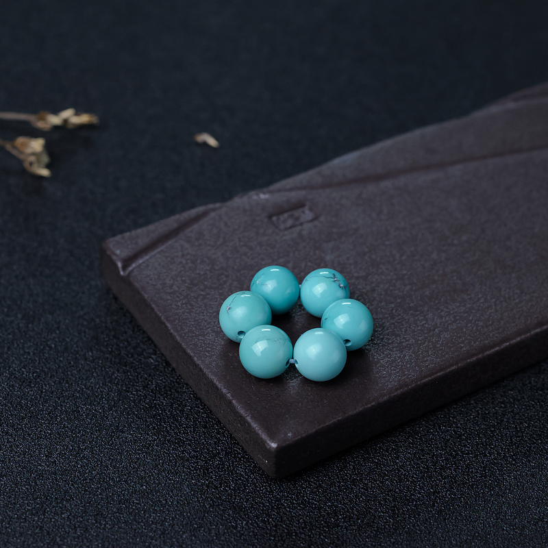 天然高瓷铁线绿松石圆珠套装-红掌柜