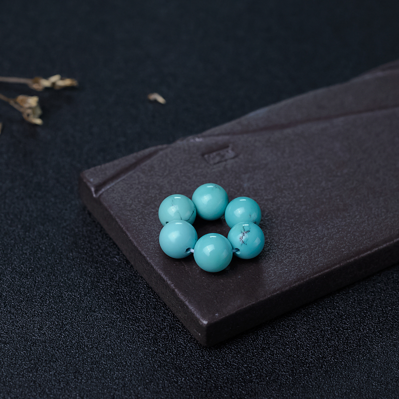 天然高瓷铁线蓝绿松石套装-红掌柜