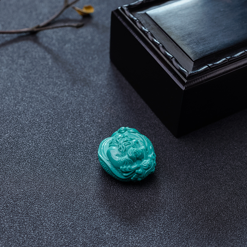 湖北天然高瓷绿松石寿星吊坠-红掌柜