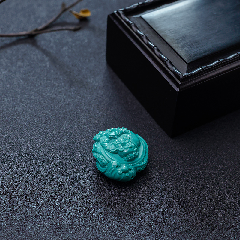 湖北天然高瓷蓝绿绿松石吊坠-红掌柜