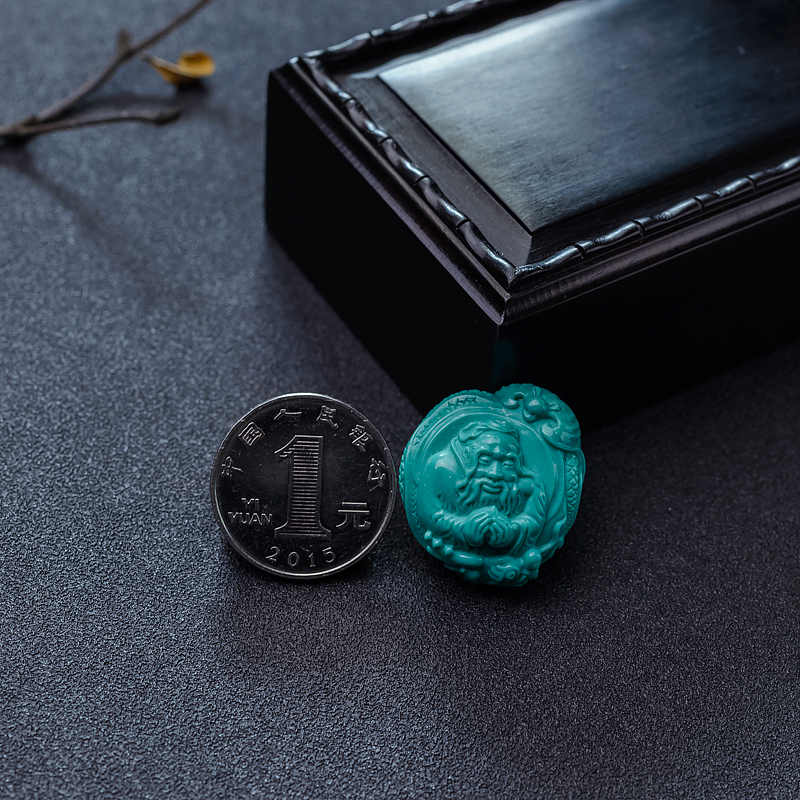 高瓷蓝绿绿松石寿星吊坠-红掌柜