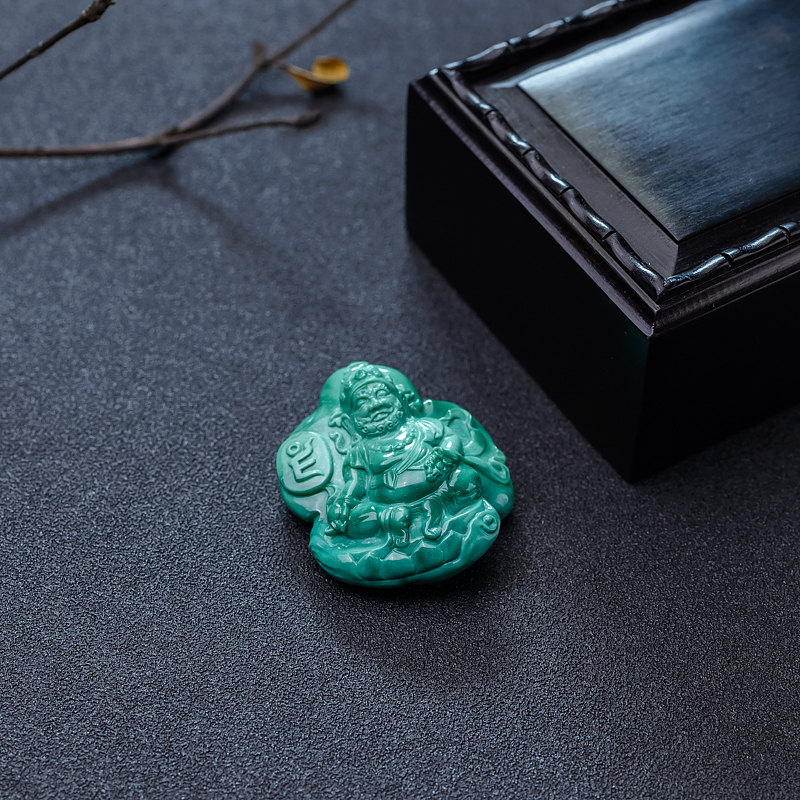 天然高瓷蓝绿绿松石吊坠-红掌柜