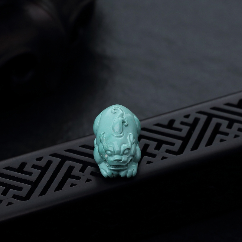 湖北天然高瓷浅蓝绿松石貔貅吊坠-红掌柜