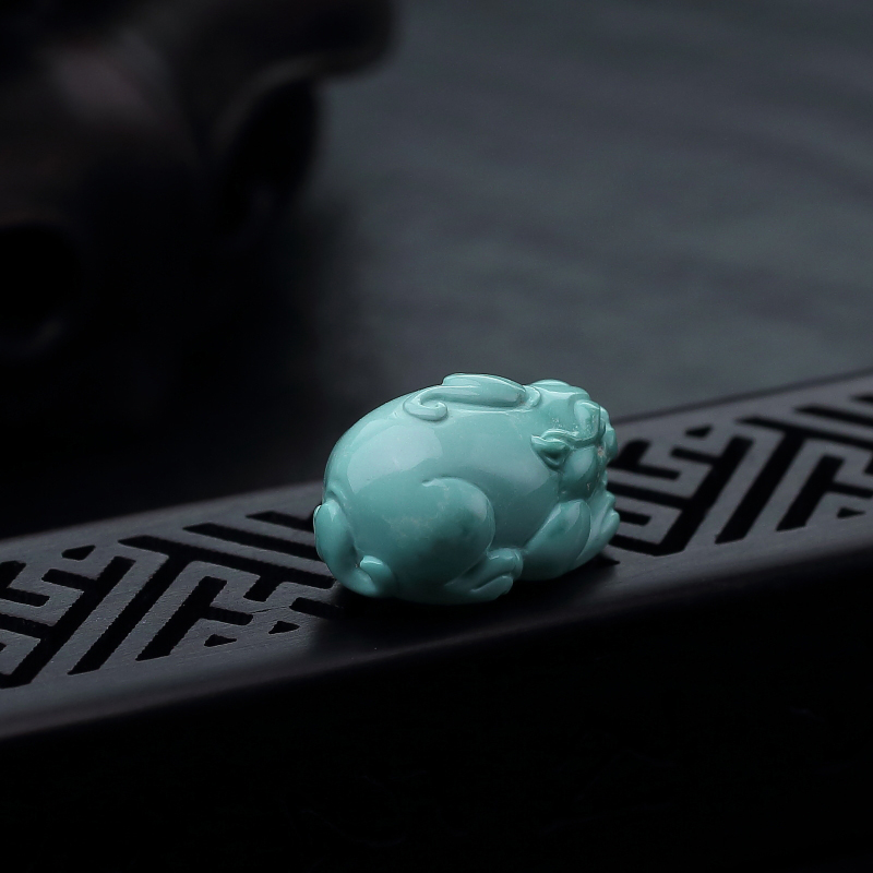 湖北天然高瓷浅蓝绿松石吊坠-红掌柜