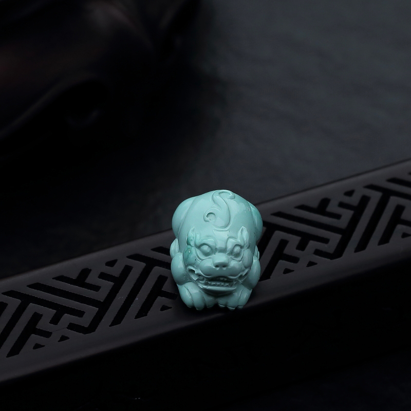 湖北天然高瓷浅蓝绿松石貔貅吊坠-红掌柜