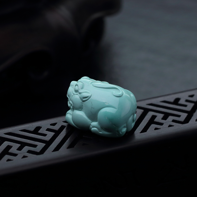 湖北天然高瓷绿松石貔貅吊坠-红掌柜