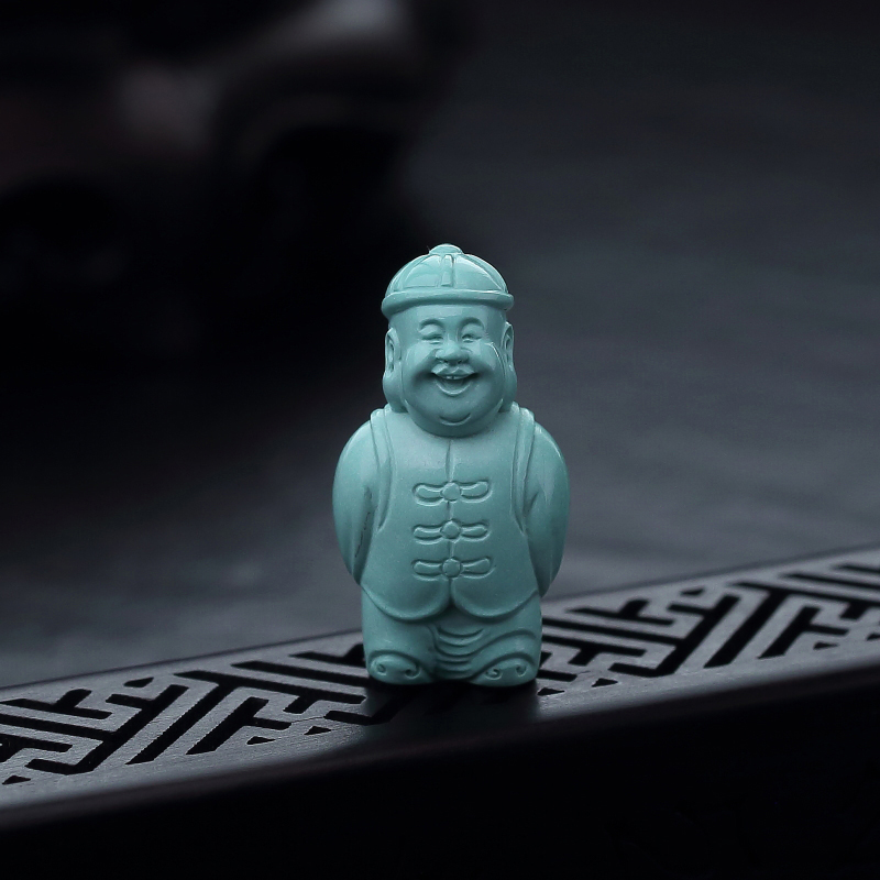 湖北天然高瓷蓝绿松石财主吊坠-红掌柜