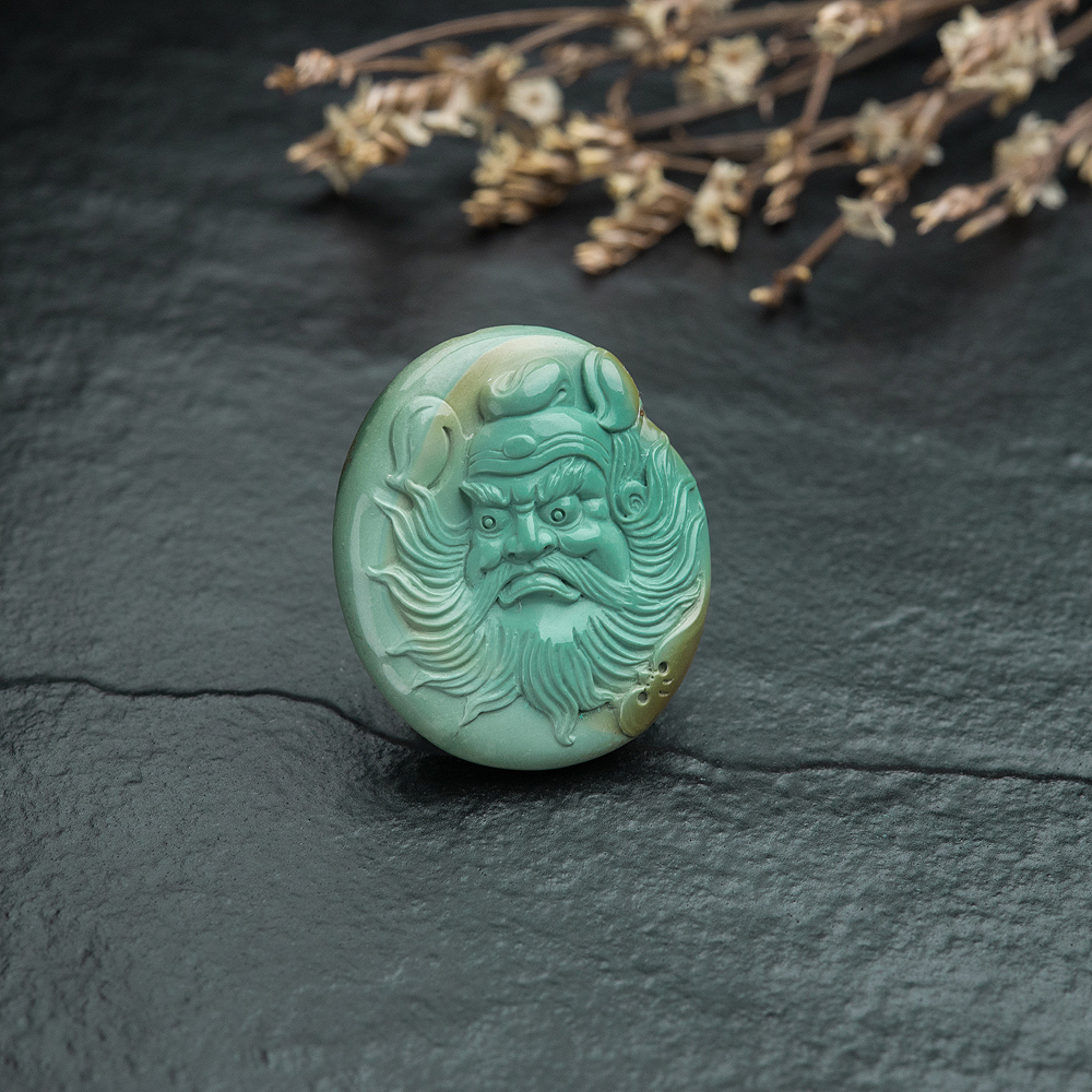 俏色绿松石钟馗吊坠-红掌柜