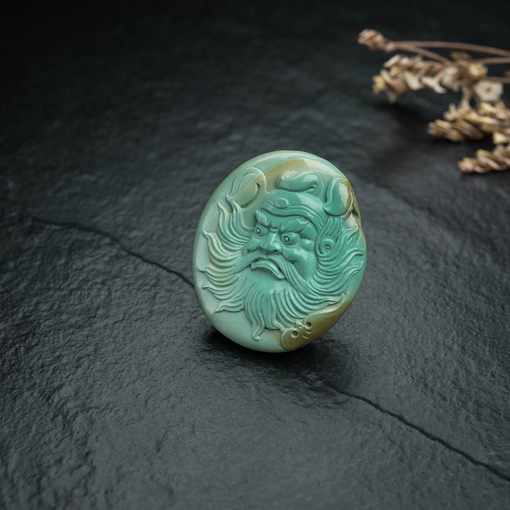 高瓷绿松石钟馗吊坠-红掌柜