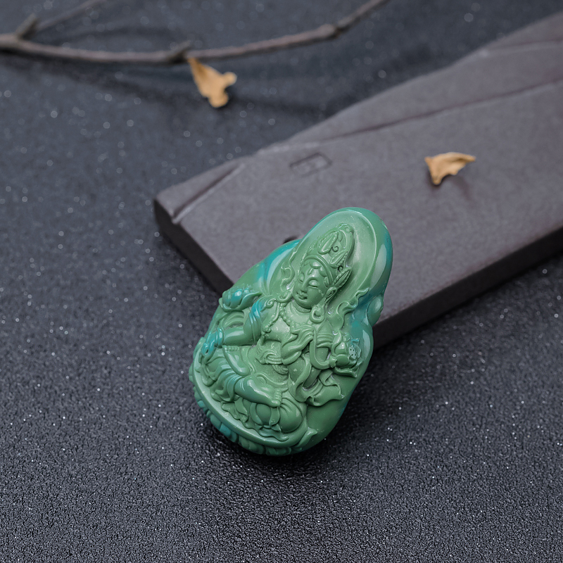 蓝绿绿松石度母吊坠-红掌柜