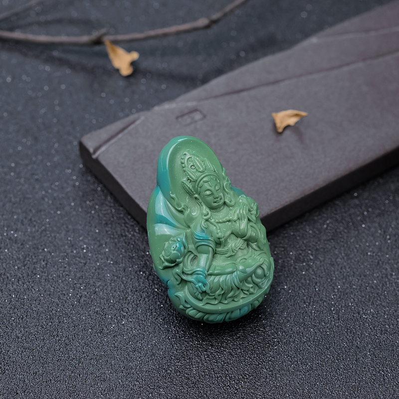 高瓷绿松石度母吊坠-红掌柜