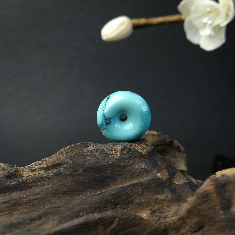 铁线蔚蓝绿松石平安扣吊坠 - 红掌柜