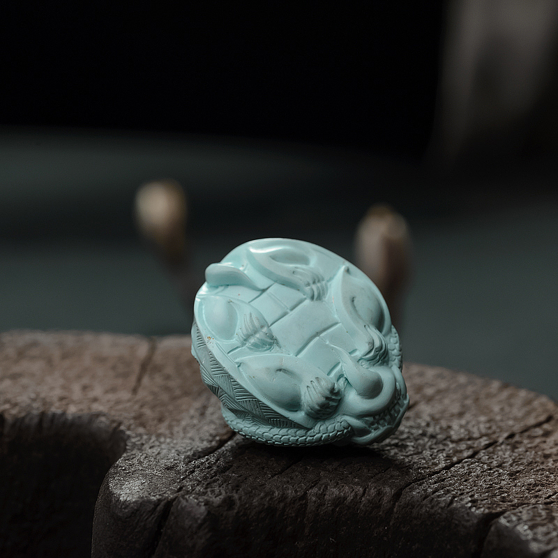 天然中瓷浅蓝绿松石吊坠-红掌柜