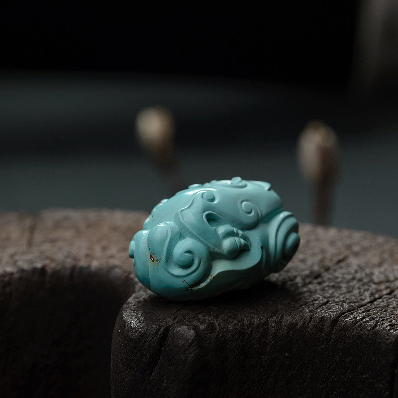 湖北天然中瓷绿松石蛟龙吊坠-红掌柜