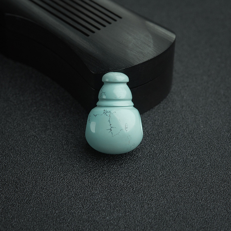 湖北天然高瓷铁线浅蓝绿松石三通-红掌柜