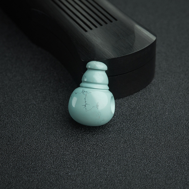 湖北高瓷铁线浅蓝绿松石三通-红掌柜