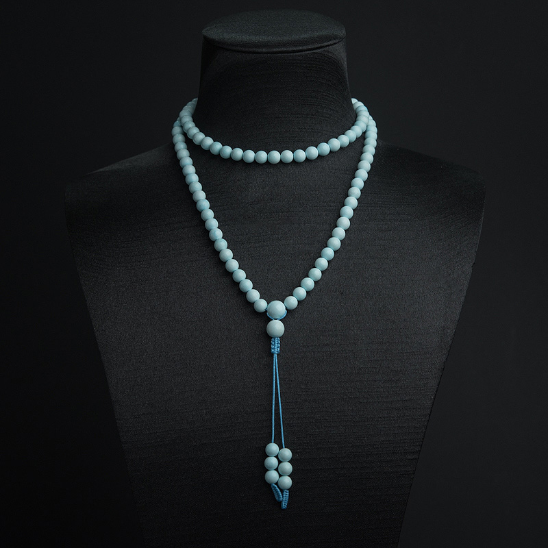 6mm中高瓷铁线浅蓝绿松石108佛珠