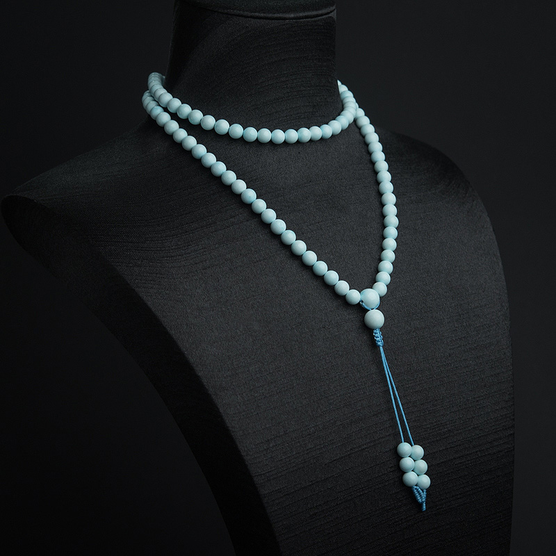 湖北中高瓷铁线浅蓝绿松石108佛珠