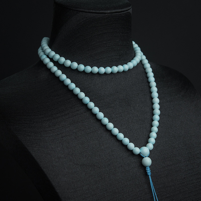6mm中高瓷铁线浅蓝绿松石108佛珠