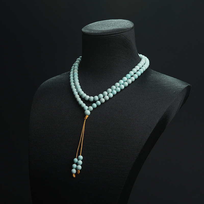 中高瓷铁线浅蓝绿松石108佛珠-红掌柜