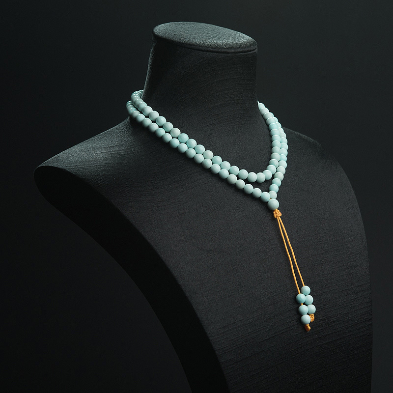 天然中高瓷浅蓝绿松石108佛珠-红掌柜