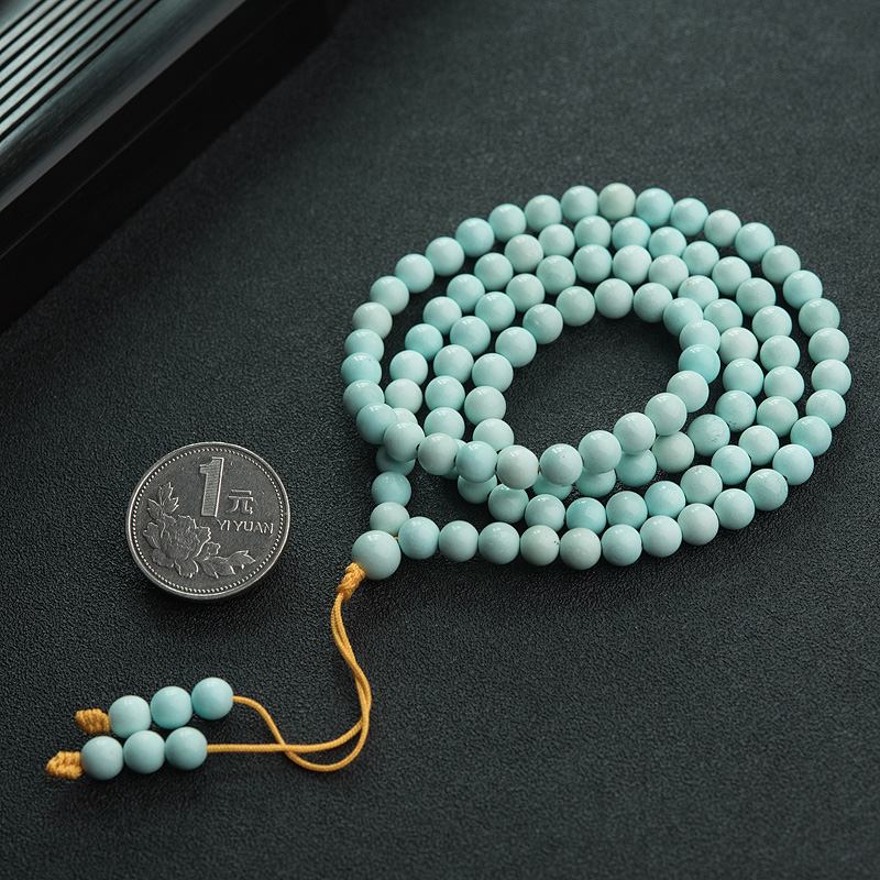 中高瓷铁线绿松石佛珠-红掌柜