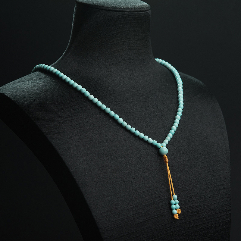 湖北天然中高瓷浅蓝绿松石塔链-红掌柜