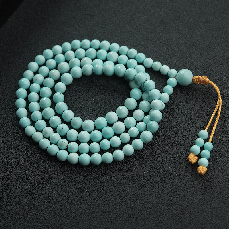 中高瓷铁线浅蓝绿松石塔链-红掌柜