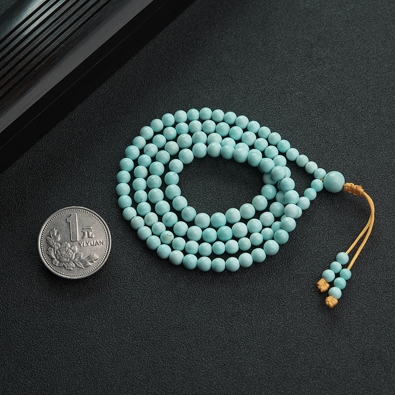 湖北天然中高瓷绿松石塔链-红掌柜