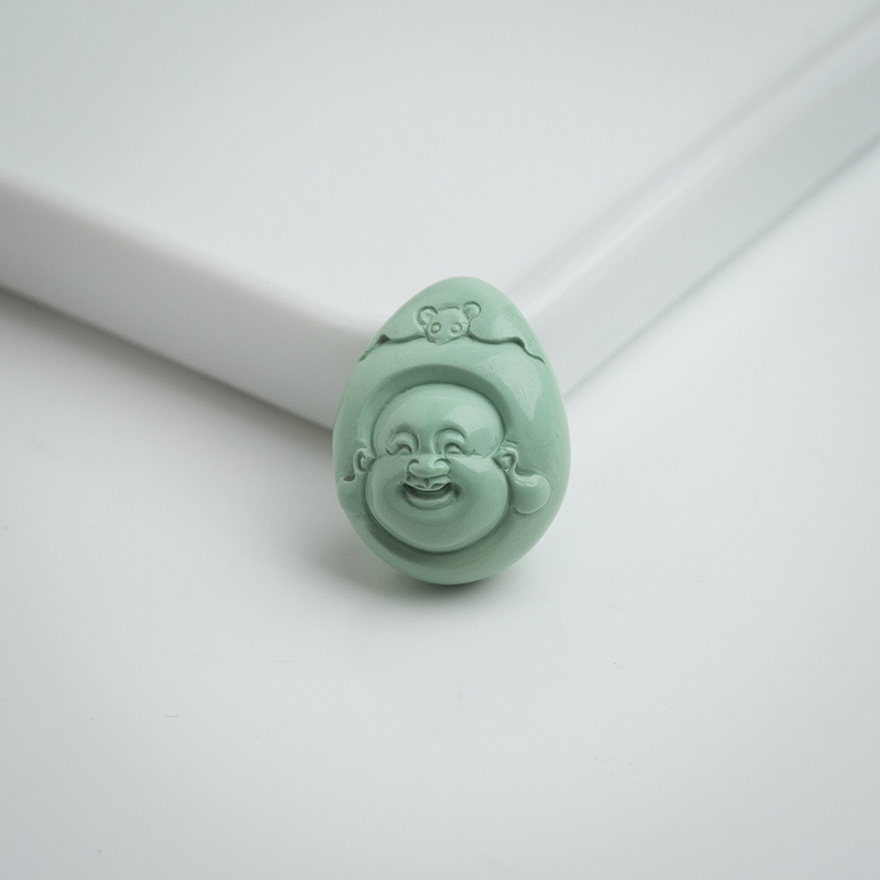 中高瓷蓝绿绿松石福在眼前吊坠-红掌柜