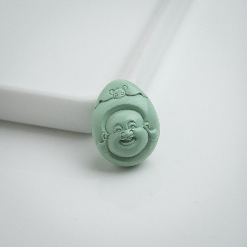 天然中高瓷蓝绿绿松石福在眼前吊坠-红掌柜