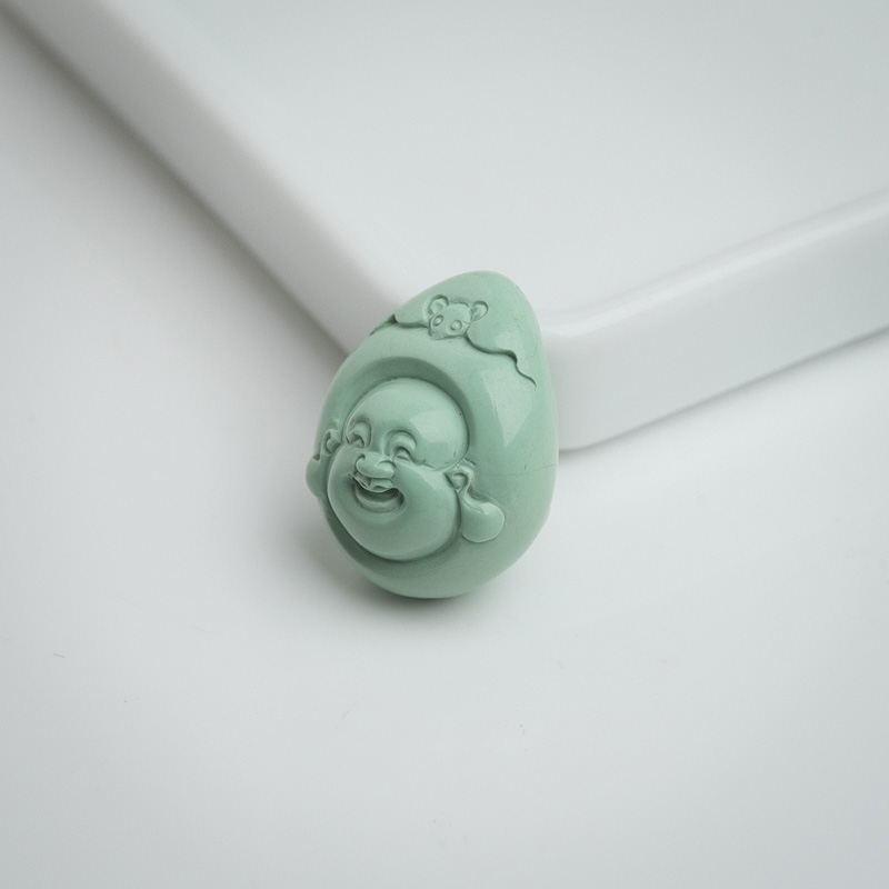 湖北中高瓷蓝绿绿松石福在眼前吊坠-红掌柜