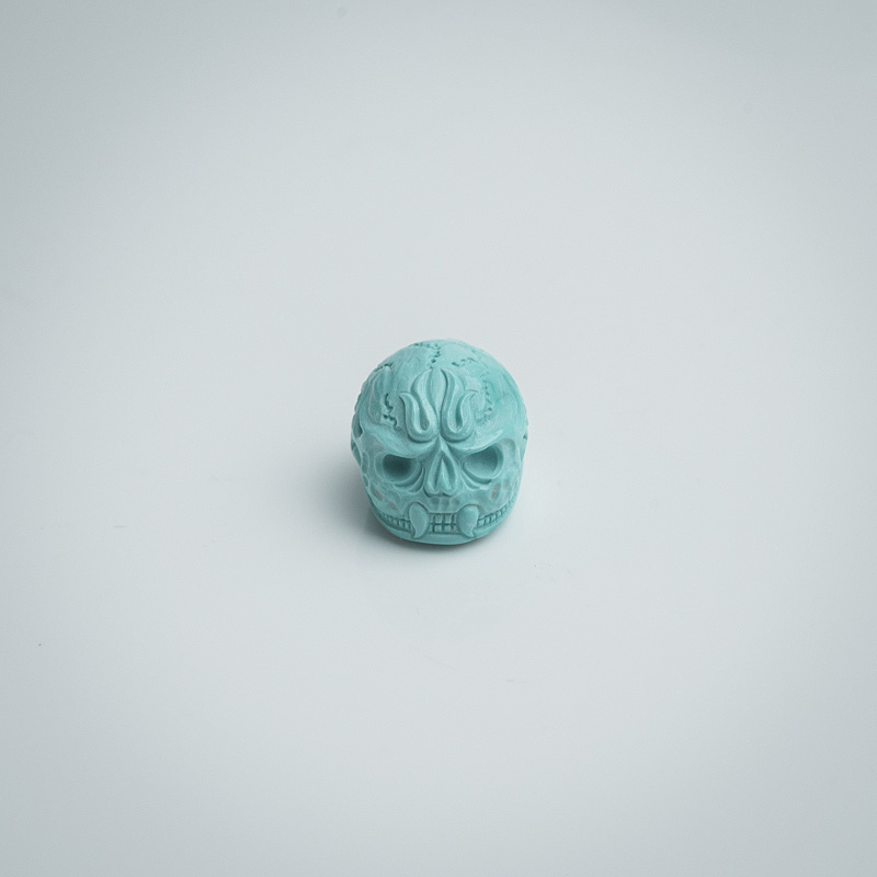 高瓷铁线蓝绿松石戒面-红掌柜
