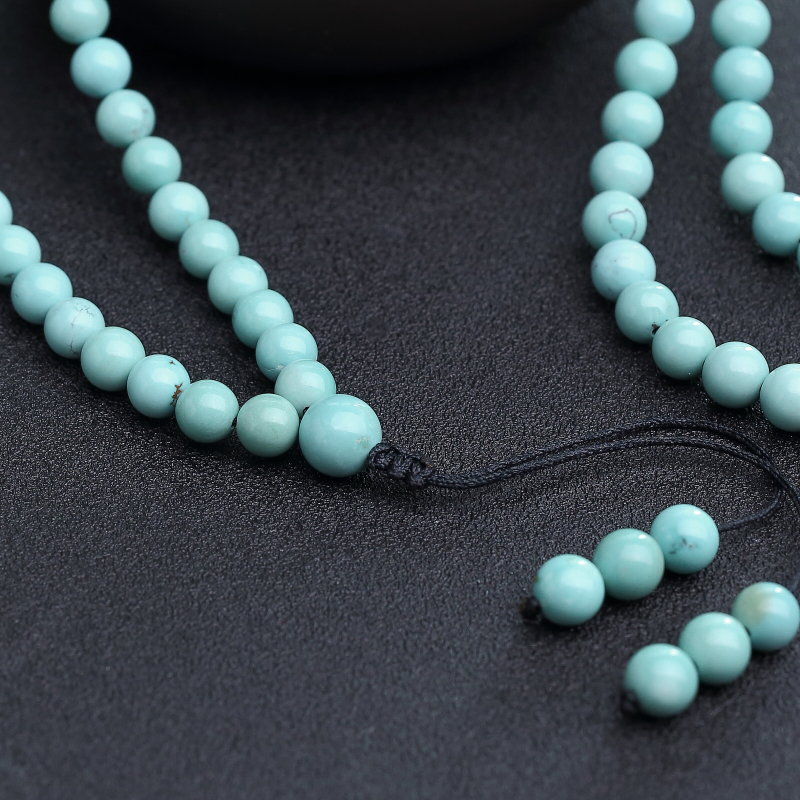 蓝绿绿松石108佛珠-红掌柜