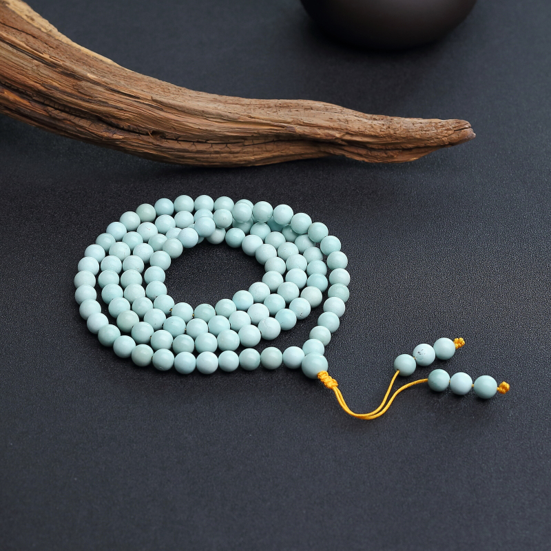 中高瓷铁线浅蓝绿松石108佛珠-红掌柜