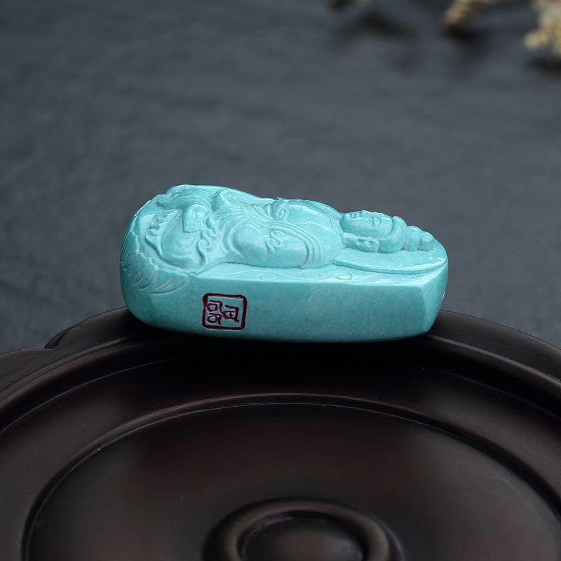 铁线绿松石阿弥陀佛吊坠-红掌柜