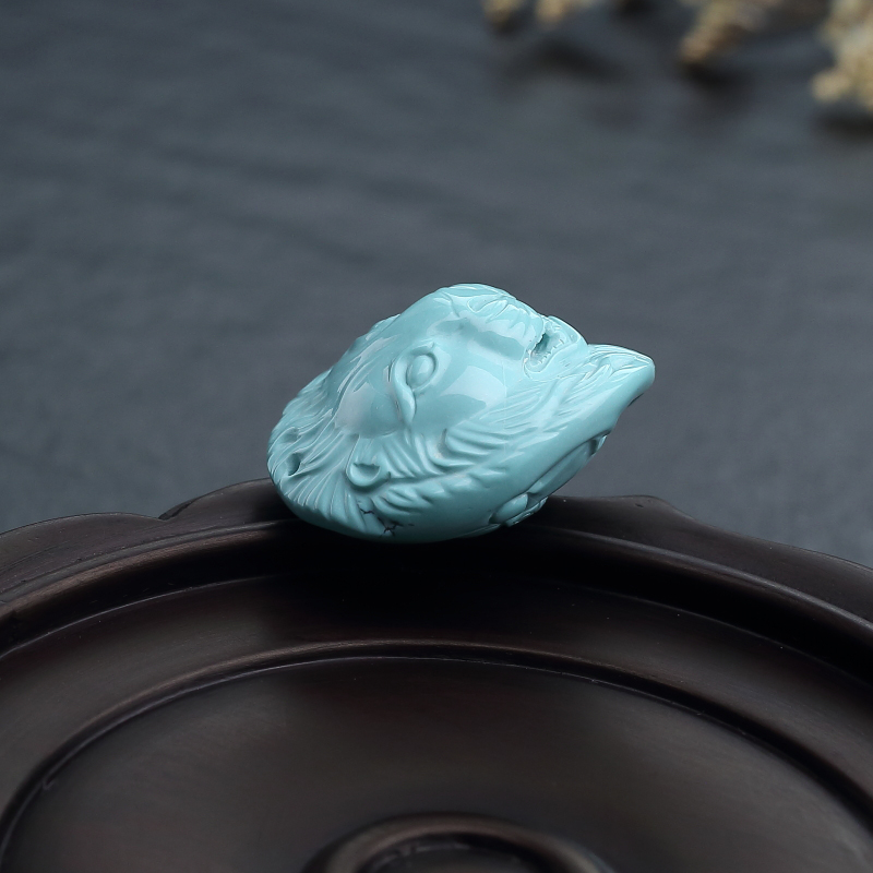 绿松石狮子头吊坠-红掌柜