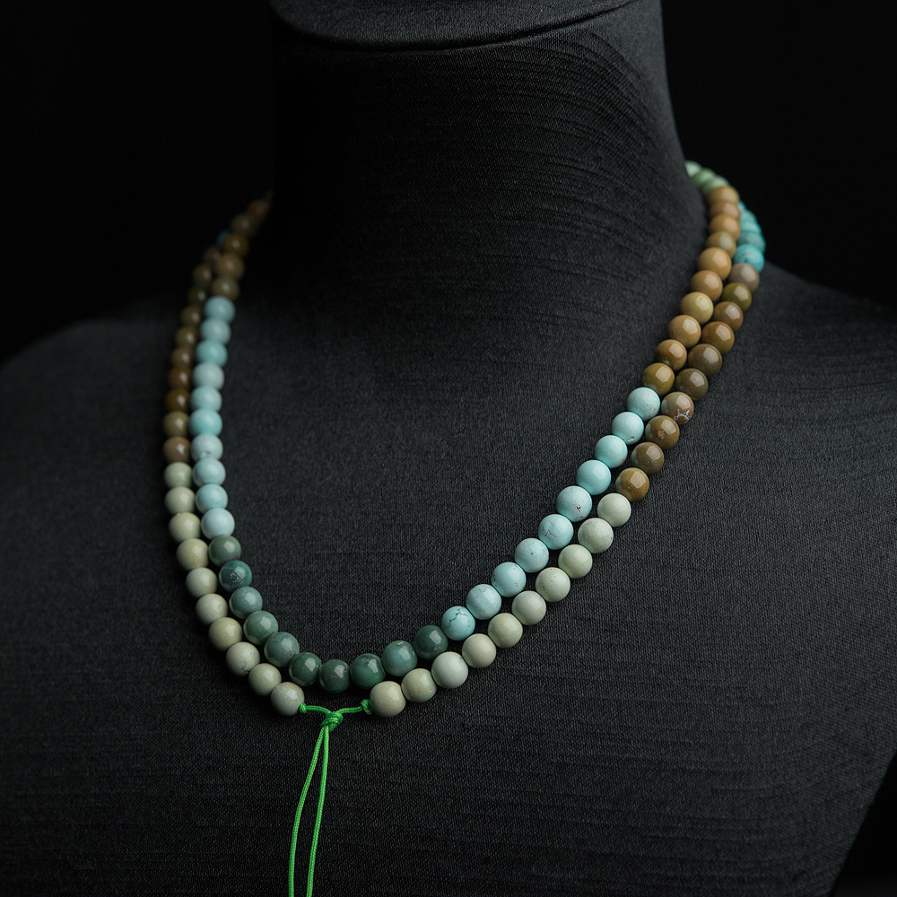 中高瓷铁线俏色绿松石长链-红掌柜